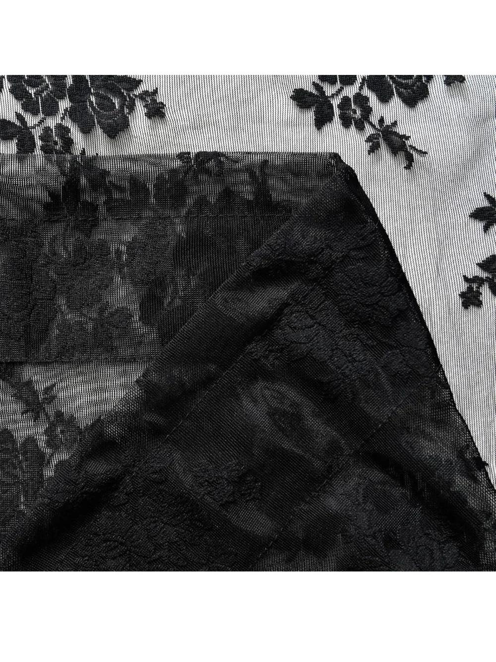 Black Lace Sheer Curtain Panels - Elegant Window Drapery